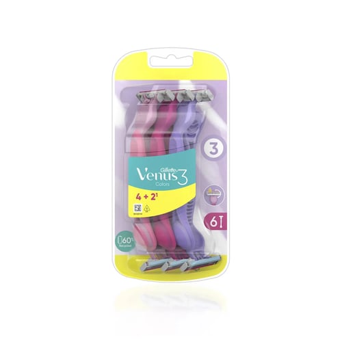 Gillette Venus Colors 3 Women's Razors 6 pieces