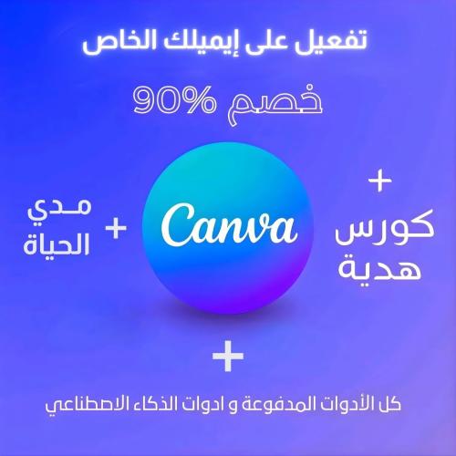 اشتراك كانفا برو مدي الحياة + ادوات الذكاء الاصطنا...
