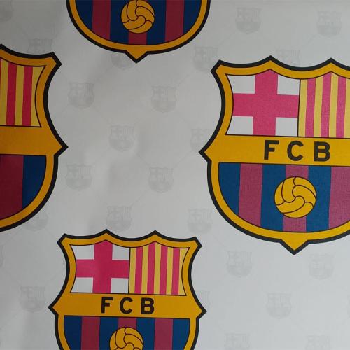 ورق حائط رياضي بشعار نادي برشلونة لون أبيض وأزرق و...
