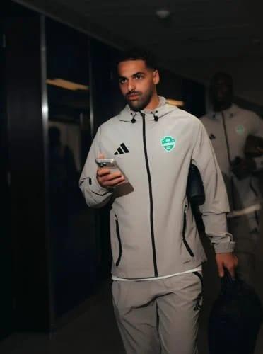 طقم جاكيت مع سروال طويل الاهلي السعودي الجديد اللو...