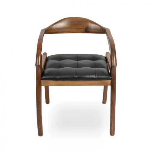 كرسي خشب مع جلسه جلد