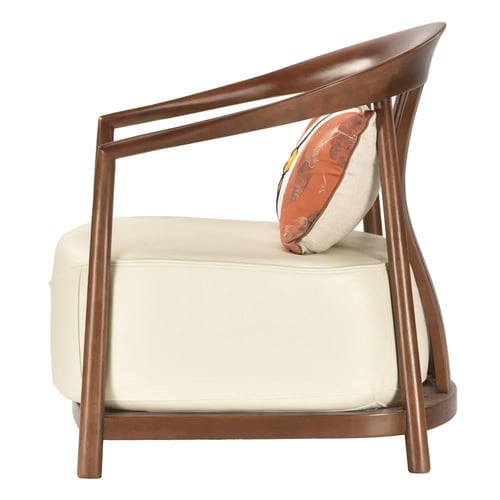 كرسي خشب ببيدن ظهر وجلسة جلد