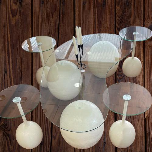 طاولة تقديم مع 4 طاولات خدمة