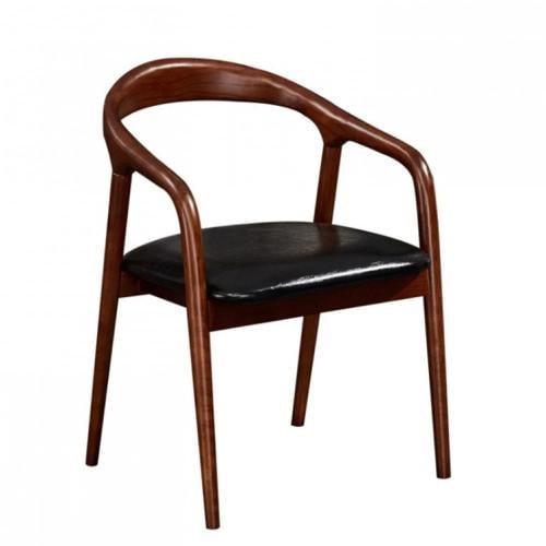 كرسي خشب مع جلسه جلد