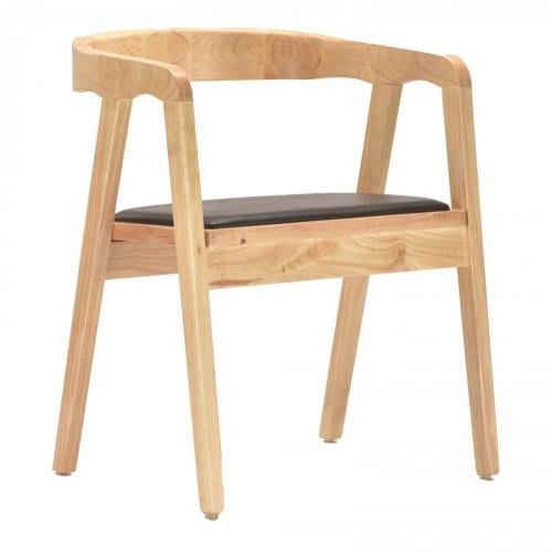 كرسي خشب مع جلسه جلد