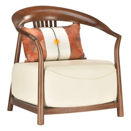 كرسي خشب ببيدن ظهر وجلسة جلد