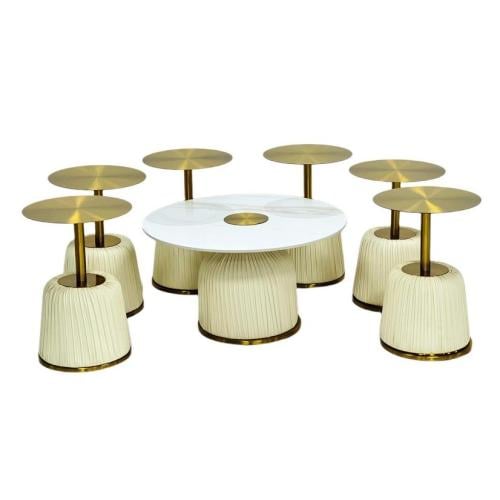 طقم طاولات خدمة 7 قطع سطح ستيل