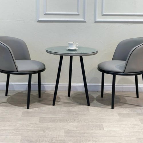 طقم طاولة مع كرسين جلد