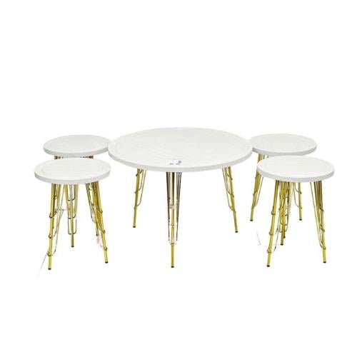 طقم طاولات خدمة 5 قطع سطح خشب ابيض