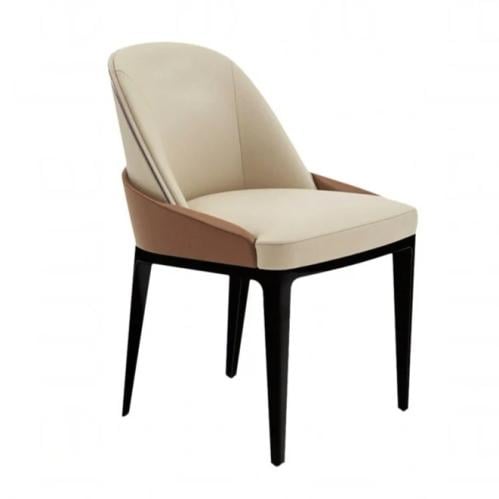 كرسي خشب مع جلسه وظهر جلد