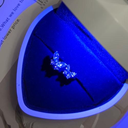 Purple butterfly ring box with complete packaging
