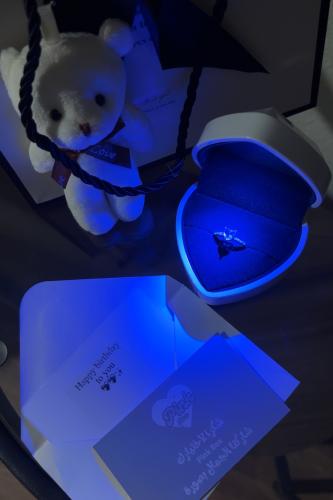 Lighted box ring with the phrase birthday