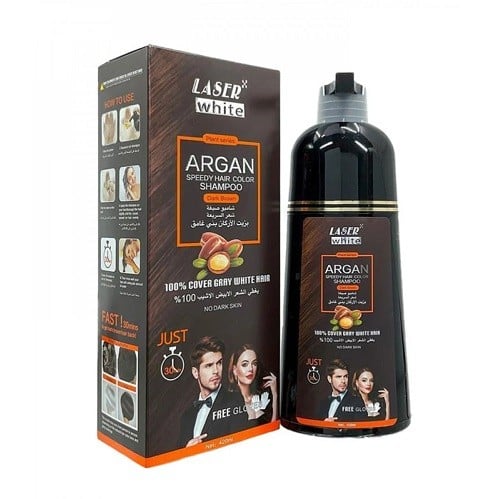 ليزر وايت شابو صبغه شعر بزيت الاركان بني غامق 420...