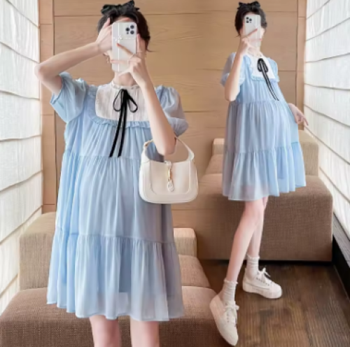 فستان قصير الأكمام للحوامل