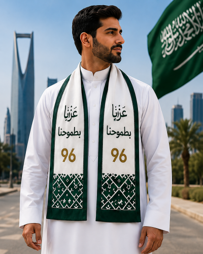 وشاح اليوم الوطني السعودي 96 للكبار والأطفال