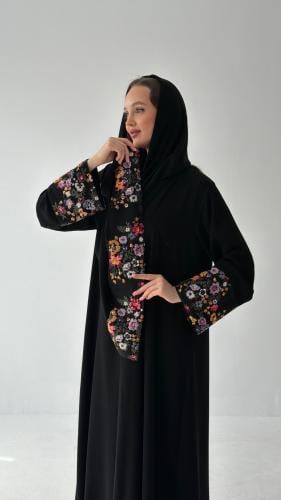 Flores abaya with colorful floral embroidery | Flores abayaAz-0066