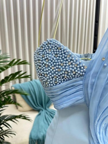 فستان سهره ازرق فاتح