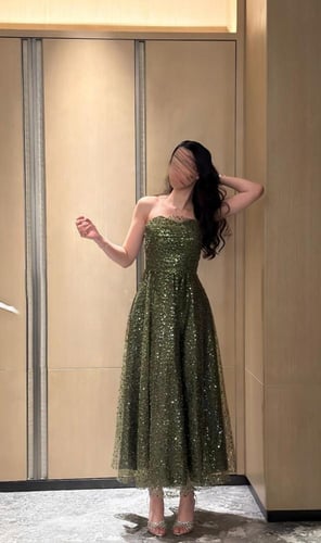 فستان اخضر راقي