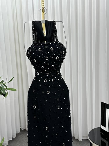 فستان سهره اسود مطرز