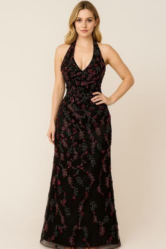 فستان سهره اسود مطرز