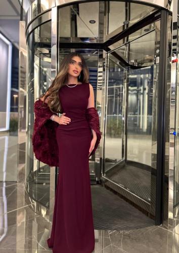 فستان ناعم عنابي