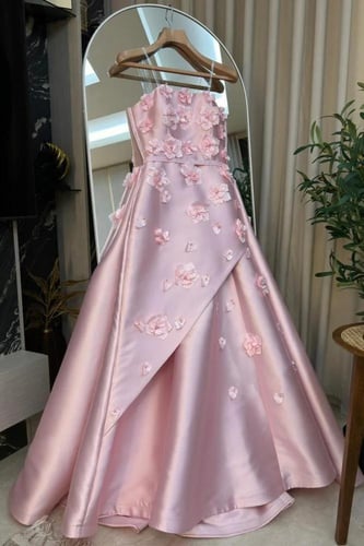 فستان سهره وردي فاتح