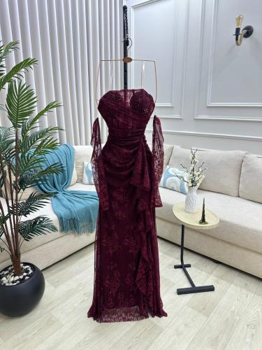 فستان سهره وردي فاتح