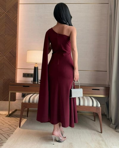 فستان ناعم عنابي