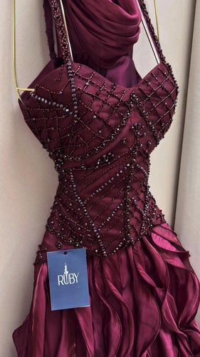 فستان سهره عنابي