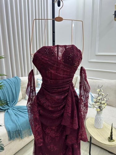 فستان سهره وردي فاتح