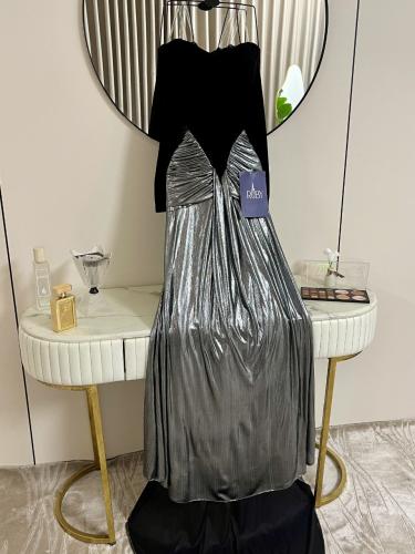 فستان سهره فضي واسود