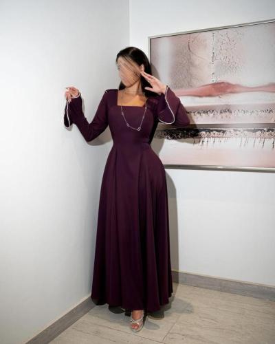 فستان ناعم باذنجاني