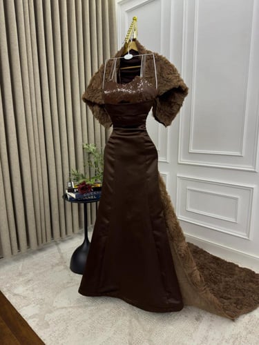 فستان سهره البني الشوكولاتة