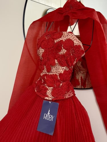 فستان سهره احمر غامق