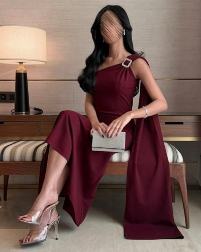 فستان ناعم عنابي