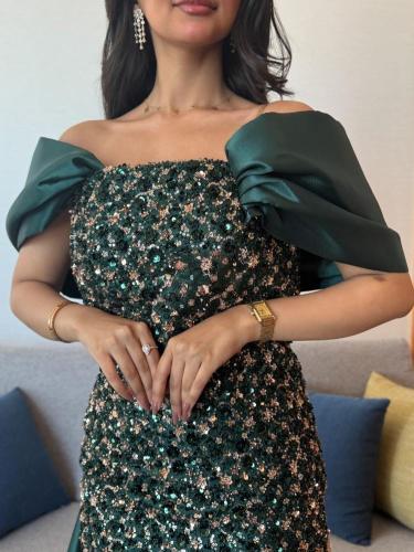 فستان سهره اخضر زمردي