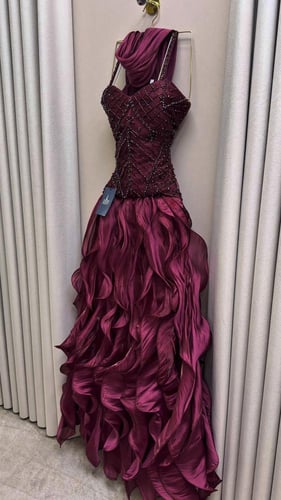 فستان سهره عنابي