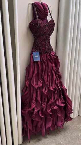 فستان سهره عنابي