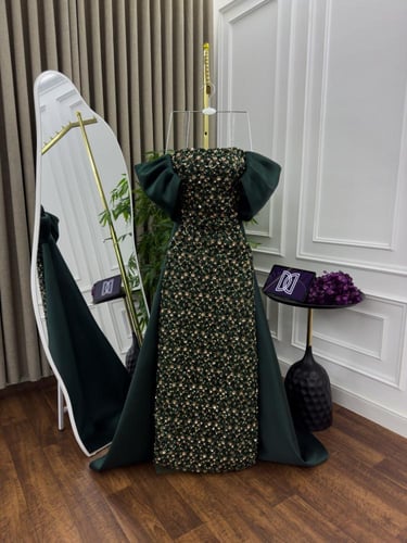 فستان سهره اخضر زمردي