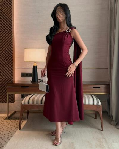 فستان ناعم عنابي