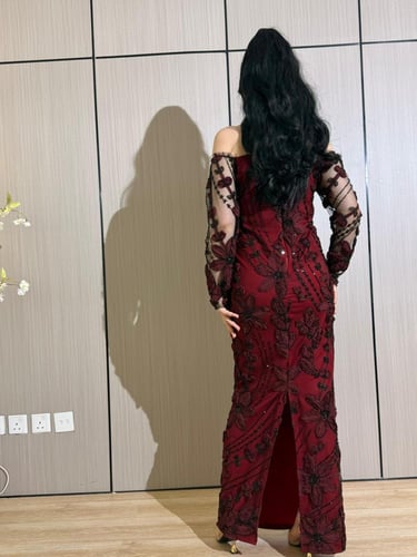 فستان سهره عنابي