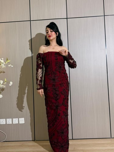 فستان سهره عنابي