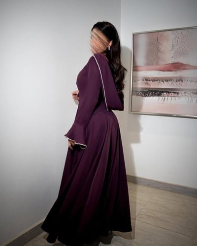 فستان ناعم باذنجاني