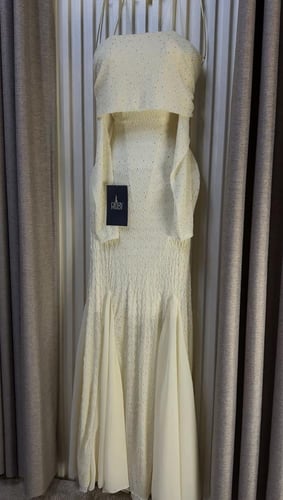 فستان سهره سكري تطريز ناعم