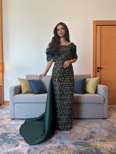 فستان سهره اخضر زمردي