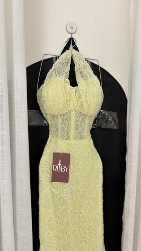 فستان سهره ليموني