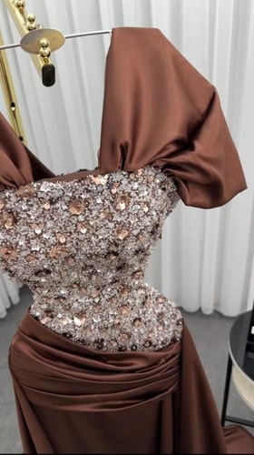 فستان سهره بني مطرز