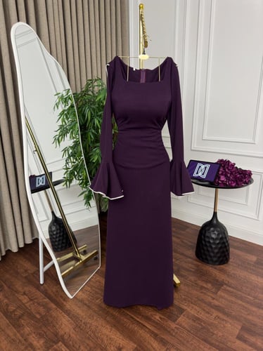 فستان ناعم باذنجاني