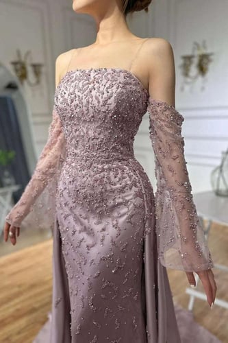 فستان سهره لحمي مطرز