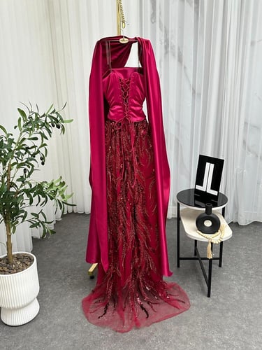 فستان سهره خمري داكن